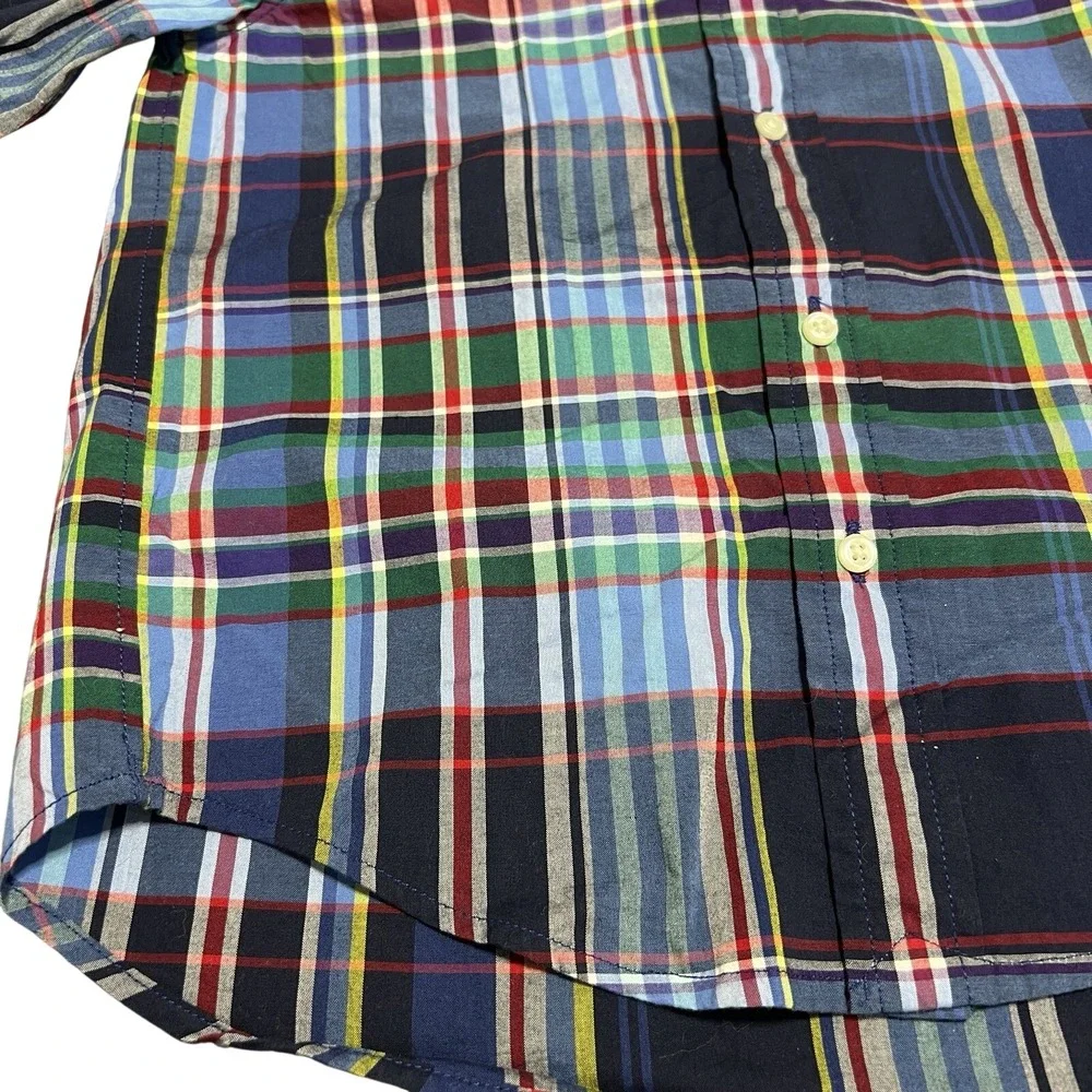 Ralph Lauren Shirt Boys size 5 Blue Plaid Casual‎ Button Down Preppy Academia